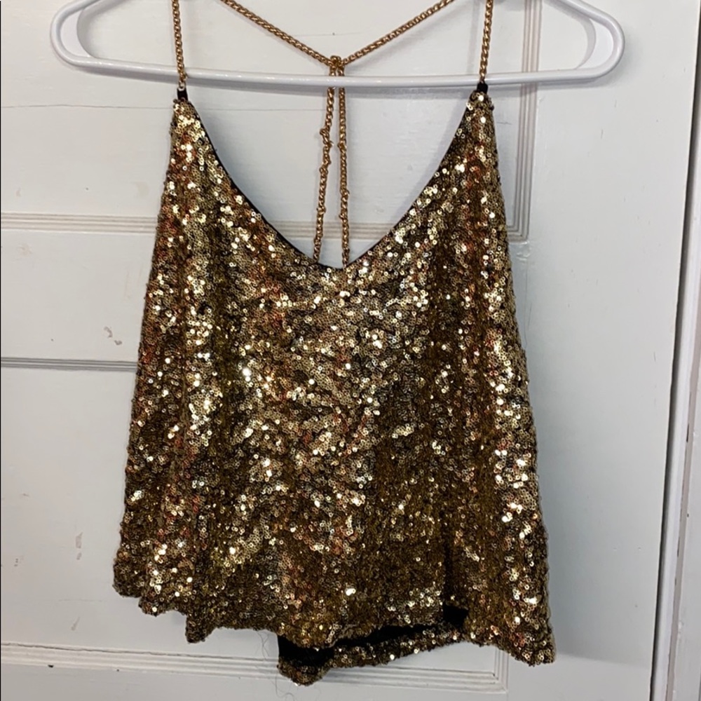 Gold sequin tank size small